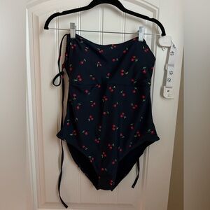 Old Navy Matte Cutout Back One-Piece Swimsuit and Side-Tie Mini Swim Sarong